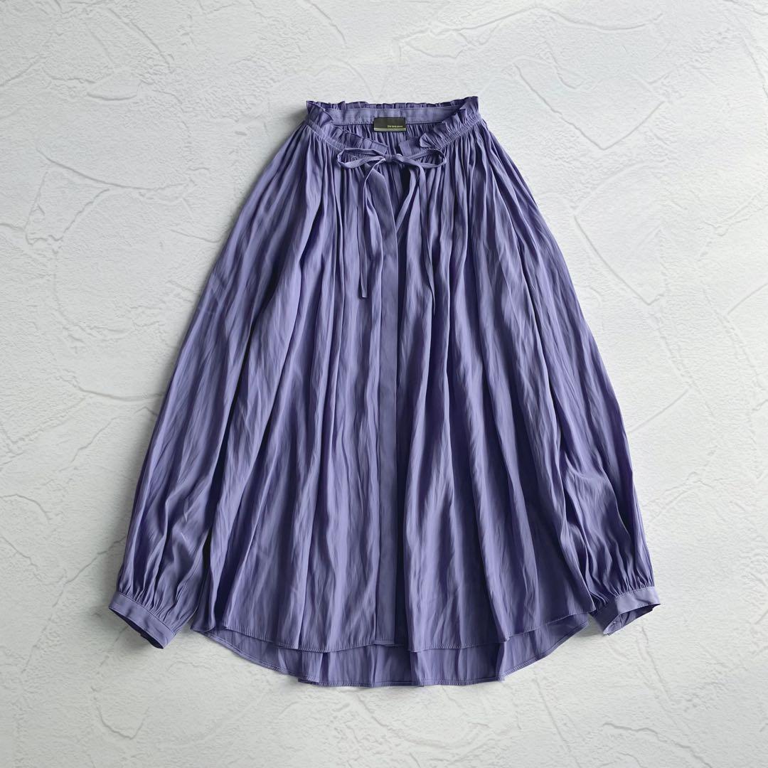 ✨極美品✨ドゥボンクール リボン 襟ギャザーブラウス サテン シフォン パープル