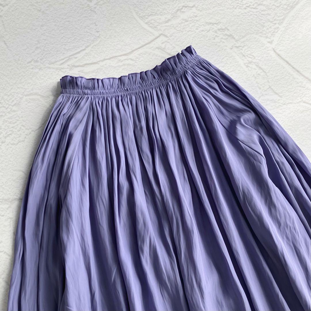 ✨極美品✨ドゥボンクール リボン 襟ギャザーブラウス サテン シフォン パープル