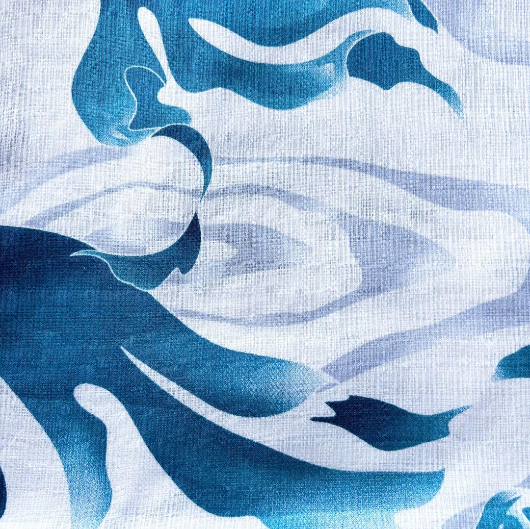 新品浴衣 綿麻 【金魚と波模様】気持ち良さそうに泳いでいる金魚★涼しげ♪