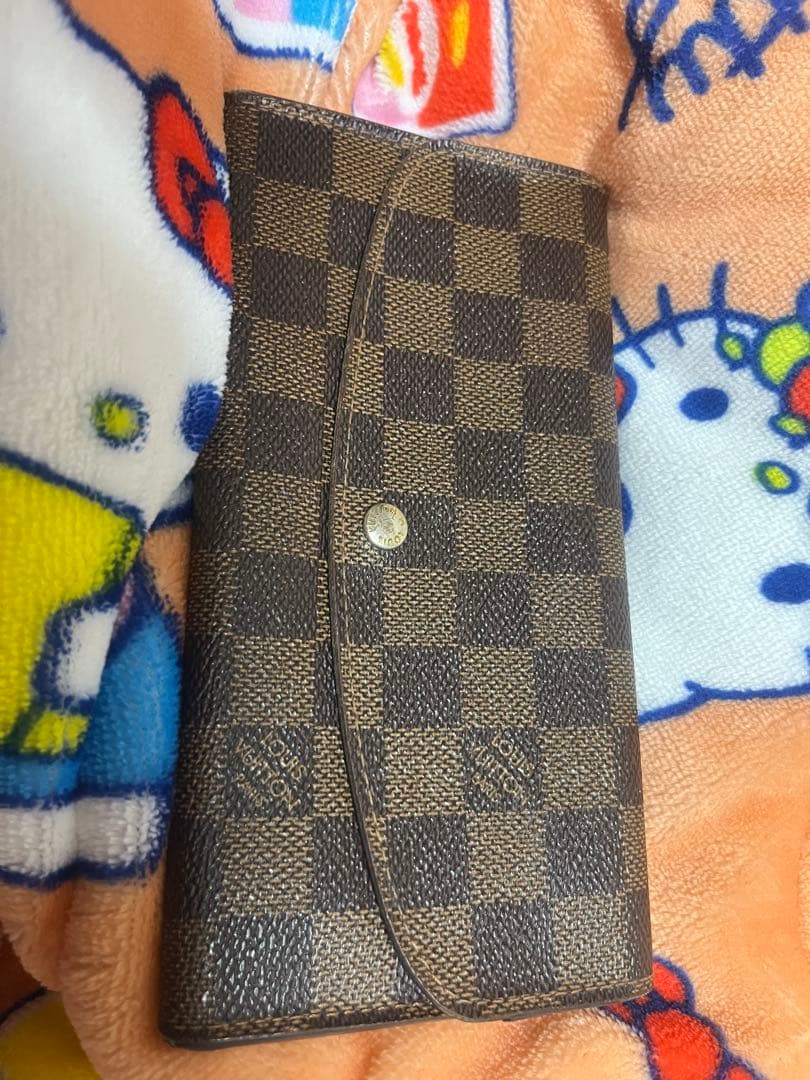 ダミエパターン レザー長財布