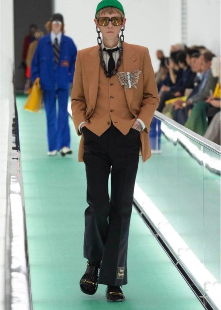 GUCCI グッチ　20ss フレアスラックス　ロゴパッチ　モヘア混　ミケーレ期