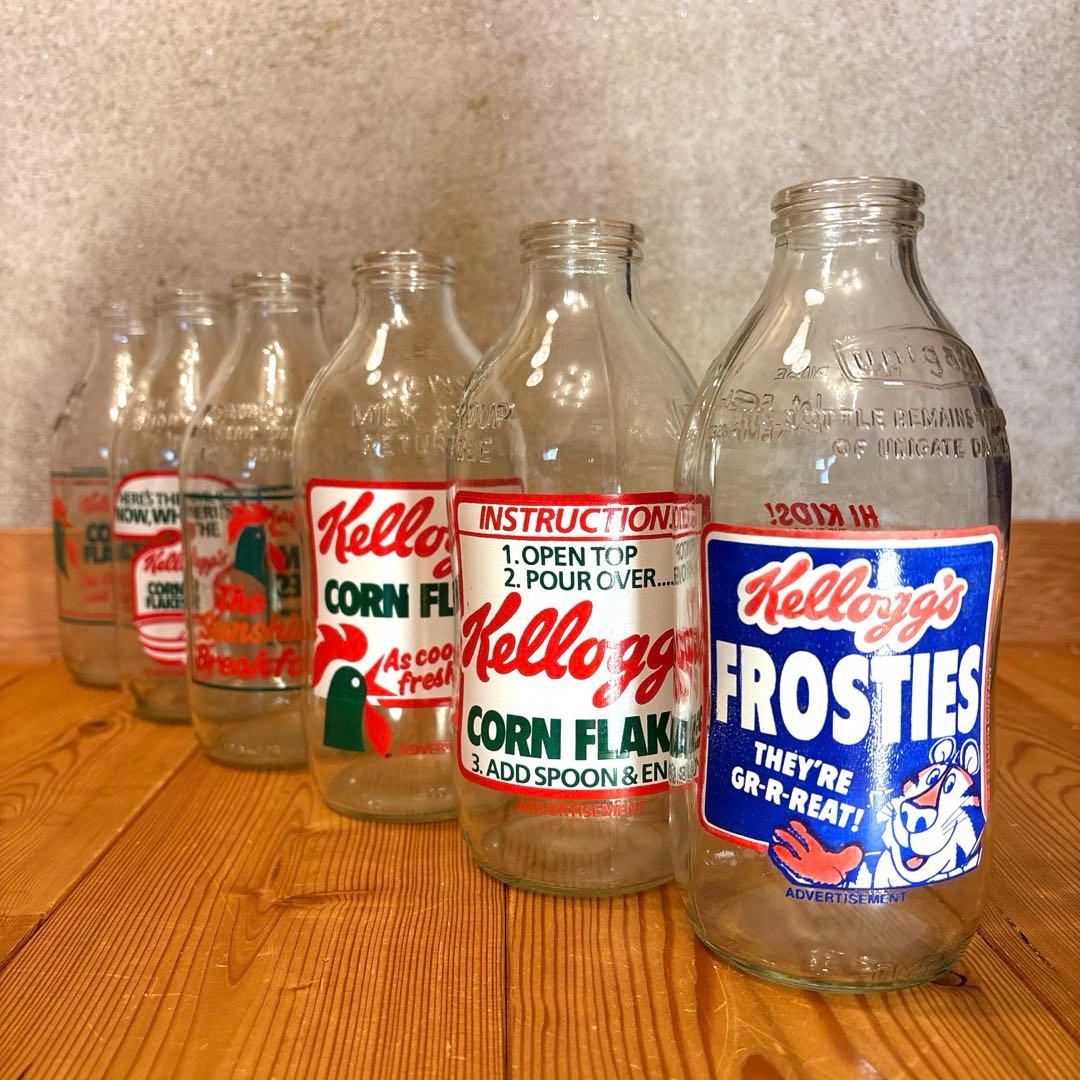 80年代　ケロッグ　ボトル　牛乳瓶　セット　コーネリアス　トニータイガー