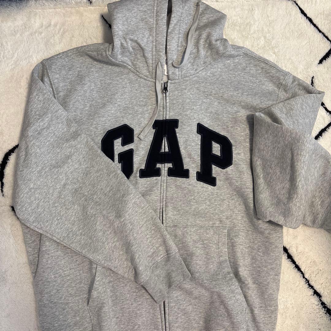 GAP グレー ロゴジップパーカー XL