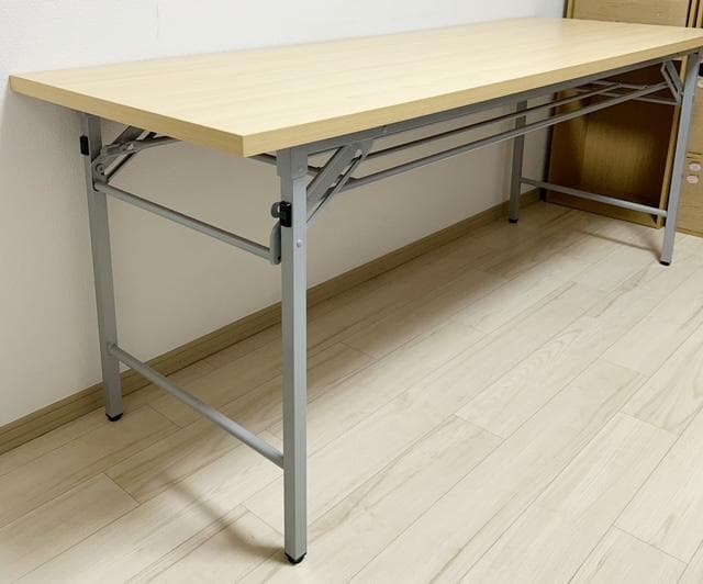 メープル木目の折りたたみテーブル　奥行ワイドタイプ　サンワサプライ