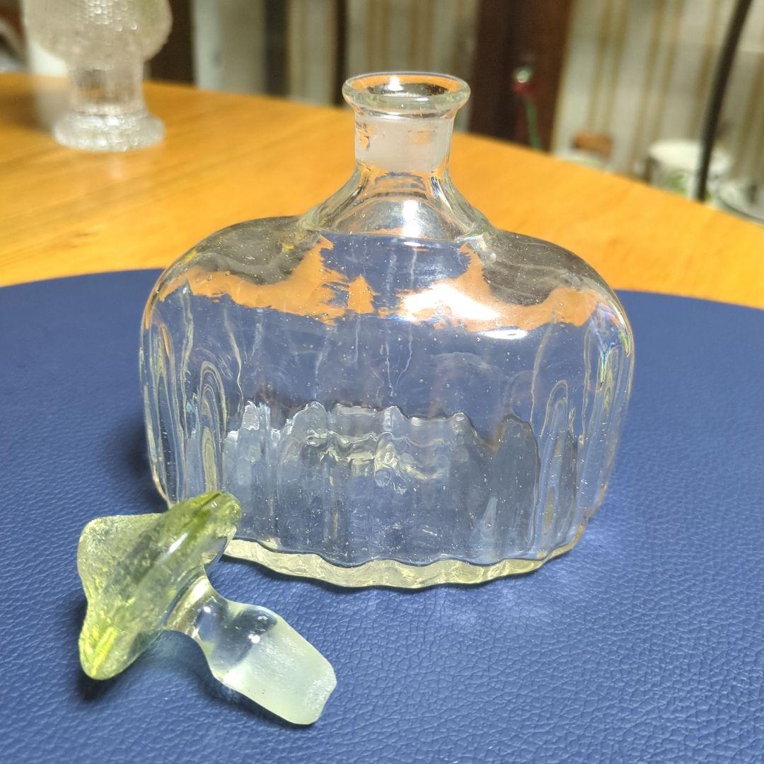 西川孝二作品吹きガラスリキュール瓶波状模様ボトル 未使用に近い　民藝品