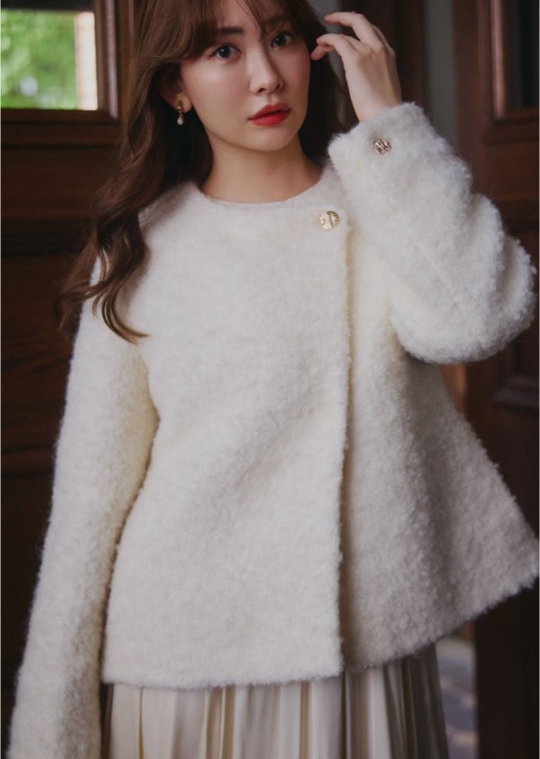 ジャケット・アウター Her lip to Elise Boucle Peplum Coat M