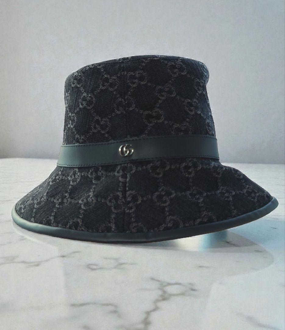(美品)GUCCI ブラック/デニムハット GGデニム