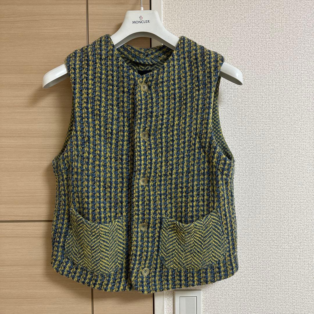 ヘリンボーンパターン ニットベスト 45R☆オシャレさん必須☆古着☆