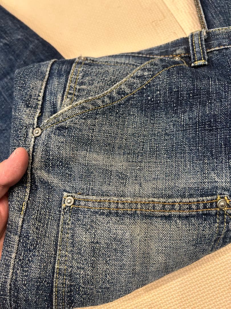 トロフィークロージング　ダブルニーデニムパンツ　w34 エイジング