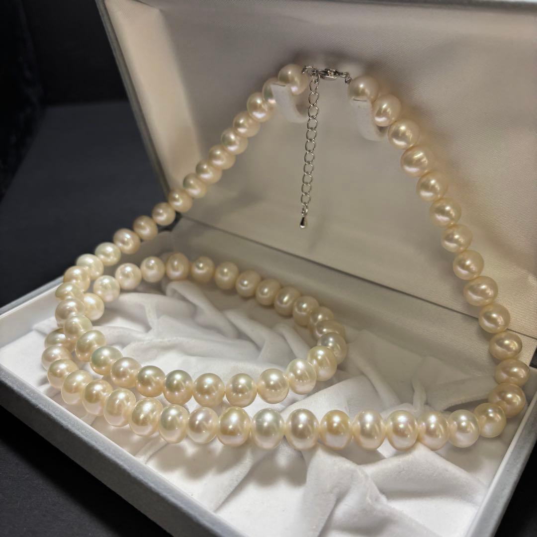 【超大珠】　本真珠　ロング　パールネックレス　約9.2-11.7mm