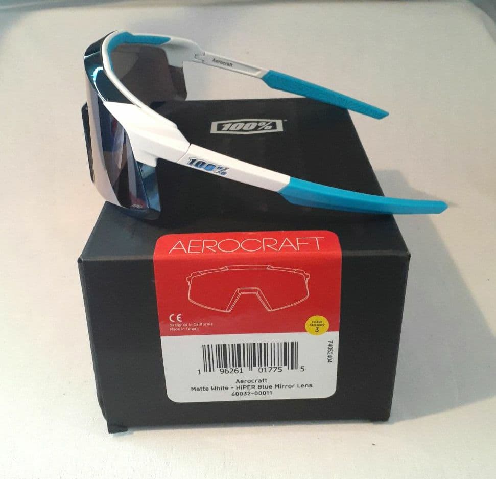100% Aerocraft ホワイト ブルー ワンハンドレッド サングラス