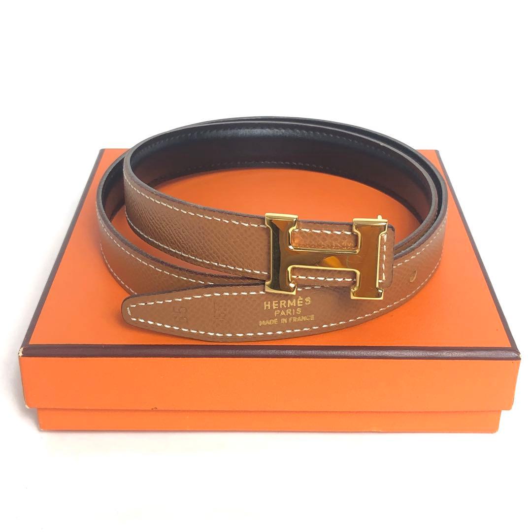 HERMES エルメス コンスタンス Hベルト ブラック×ゴールド 黒 茶