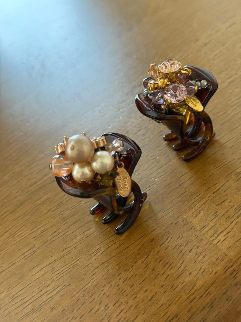 Reine Claudeレーヌクロード ヘアクリップ2個セット ビジュー＆パール