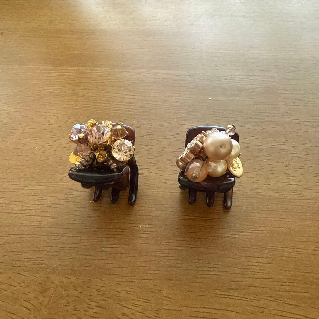 Reine Claudeレーヌクロード ヘアクリップ2個セット ビジュー＆パール