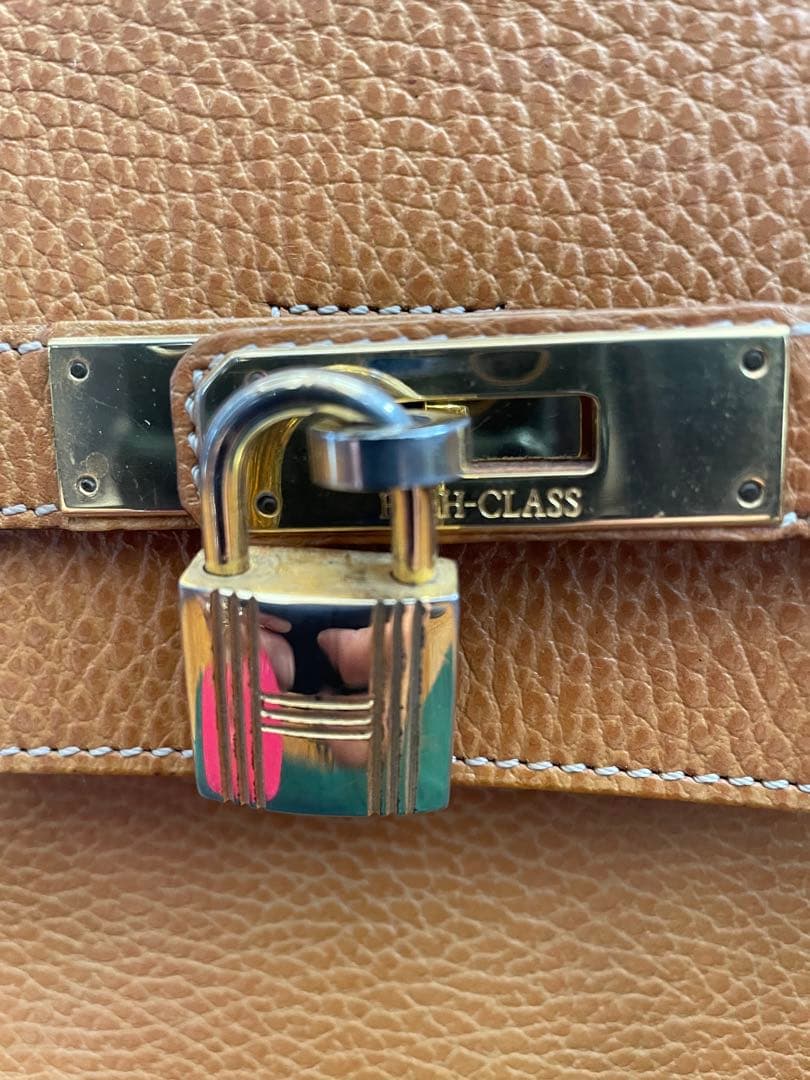 HIGH-CLASS ブラウンレザー ハンドバッグ