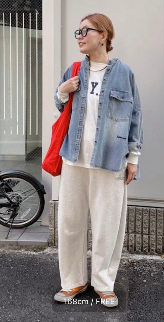 【新品】PUAL CE CINヴィンテージライクデニムバンドカラーシャツピュアル