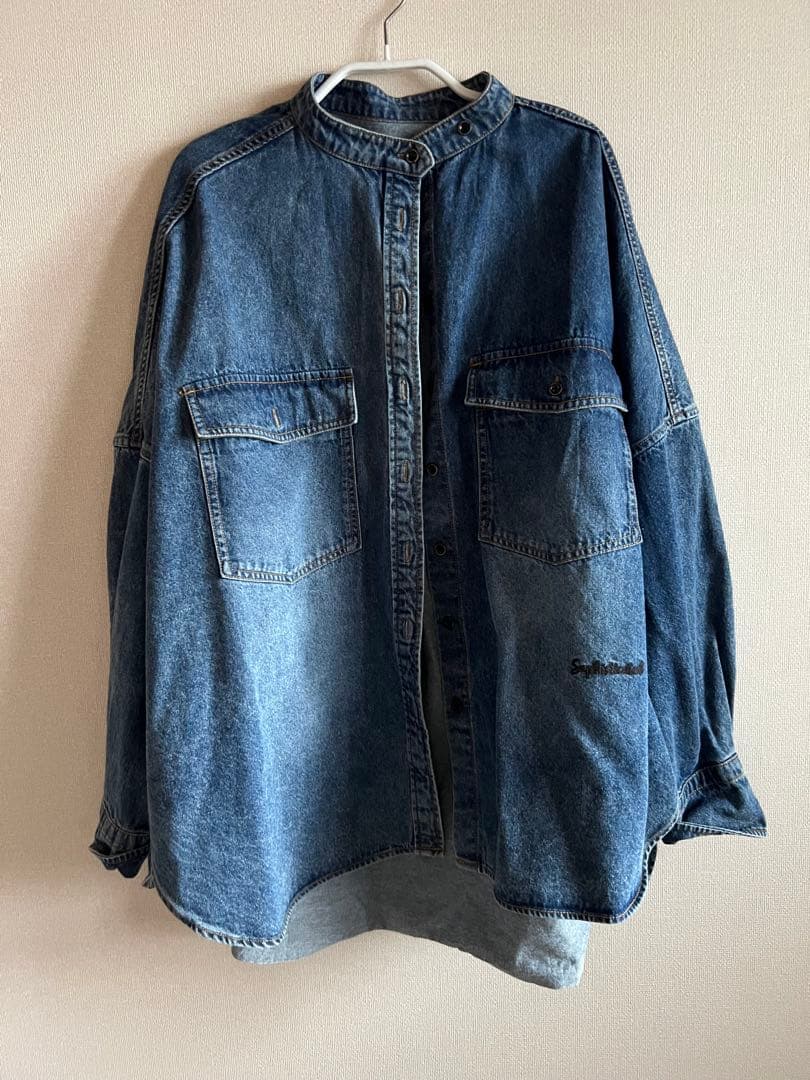 【新品】PUAL CE CINヴィンテージライクデニムバンドカラーシャツピュアル