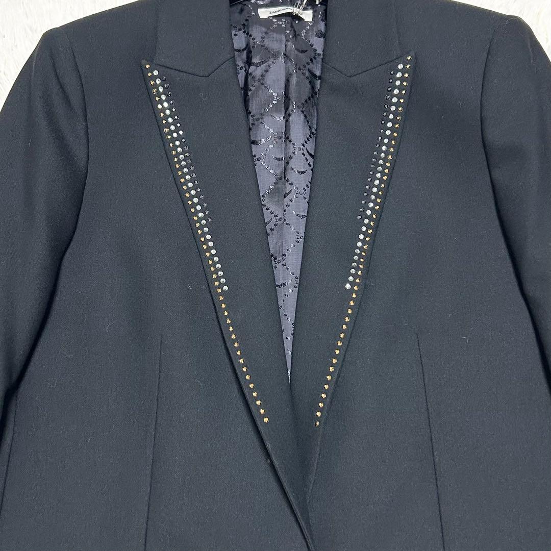 ザディグエヴォルテール ラインストーン付きテーラードジャケット 1B ブラック