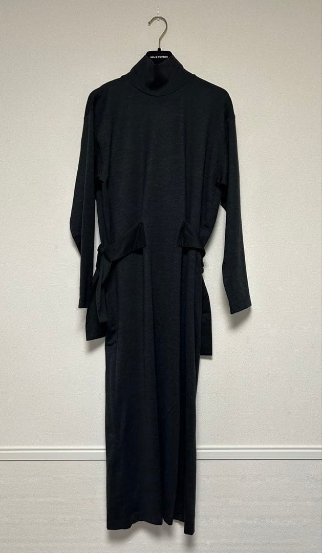 POSTELEGANT/ハイネックリボンワンピース/size38/グレー