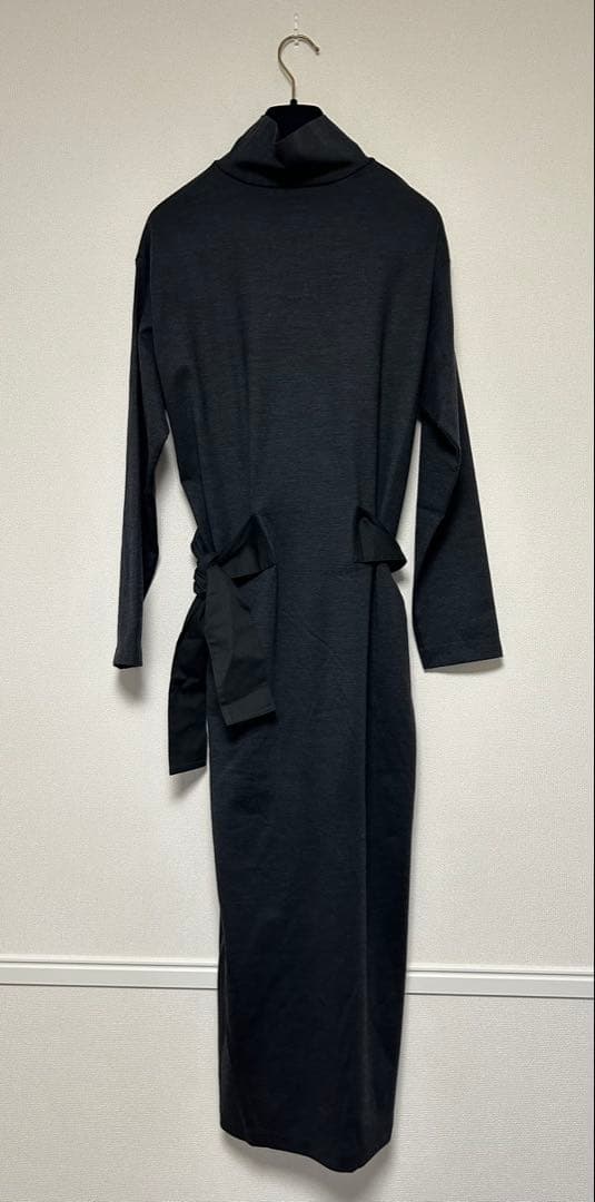 POSTELEGANT/ハイネックリボンワンピース/size38/グレー