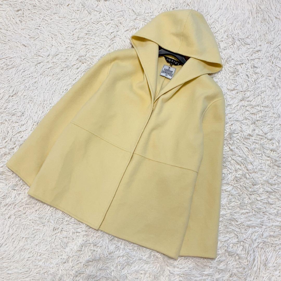 【美品】インディヴィ フーテッドリバーコート ハミルトンラムズウール 定価4万