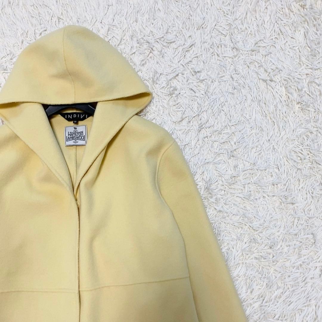 【美品】インディヴィ フーテッドリバーコート ハミルトンラムズウール 定価4万