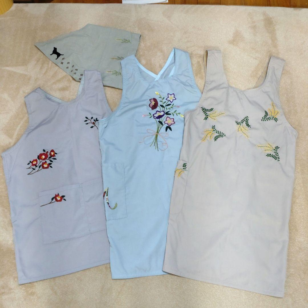 刺繍エプロン　バッグ　チュニック