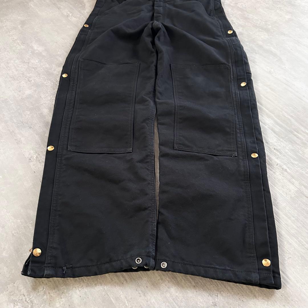 P275【裏地キルティング】【ダブルニー】カーハート オーバーオール 黒 ダック