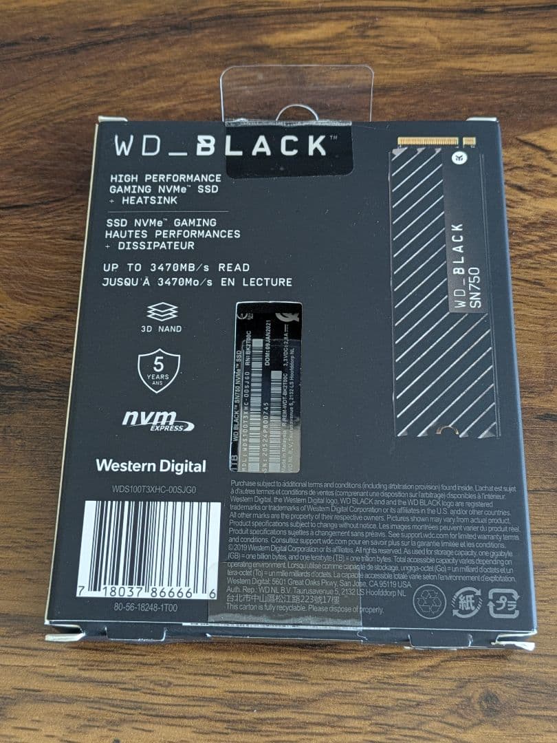 【SSD】WD_BLACK SN750 1TB NVMe SSD