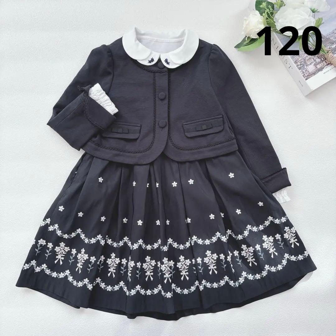 美品♡組曲 120 フォーマル 3点セット ワンピース スーツ 花柄