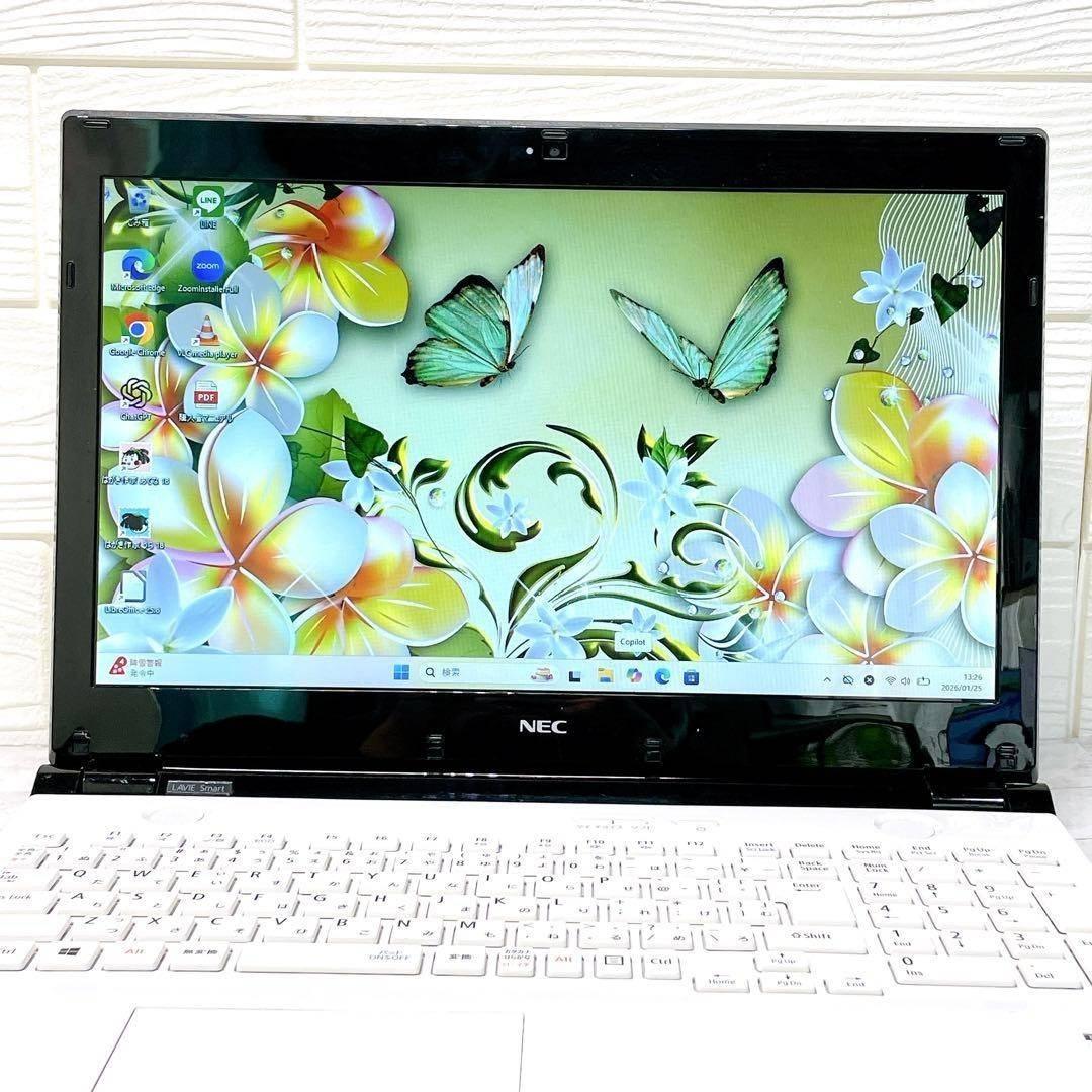 高速SSD✨Windows11 ノートパソコン✨オフィス カメラ DVD 白