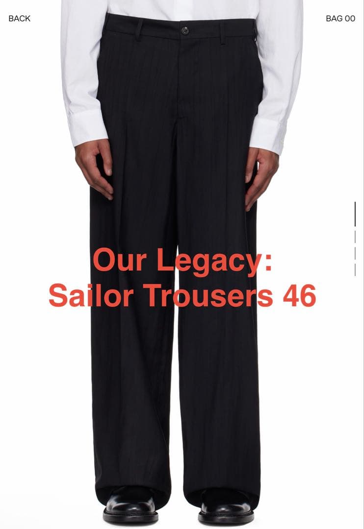 【タグ付】OUR LEGACY Sailor Trouser Black 46