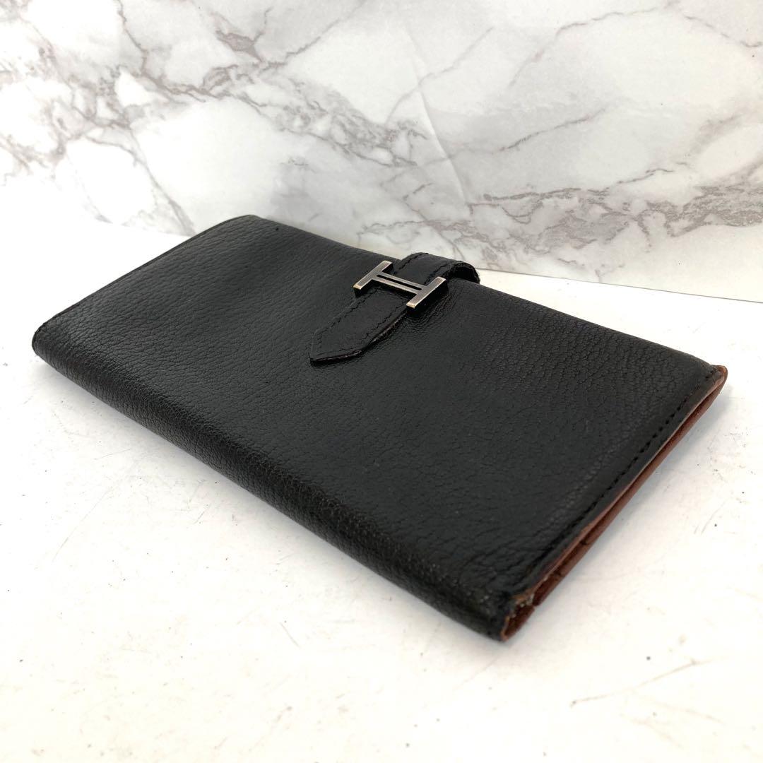 《正規品》HERMES エルメス べアンスフレ レザー ブラック 黒 長財布