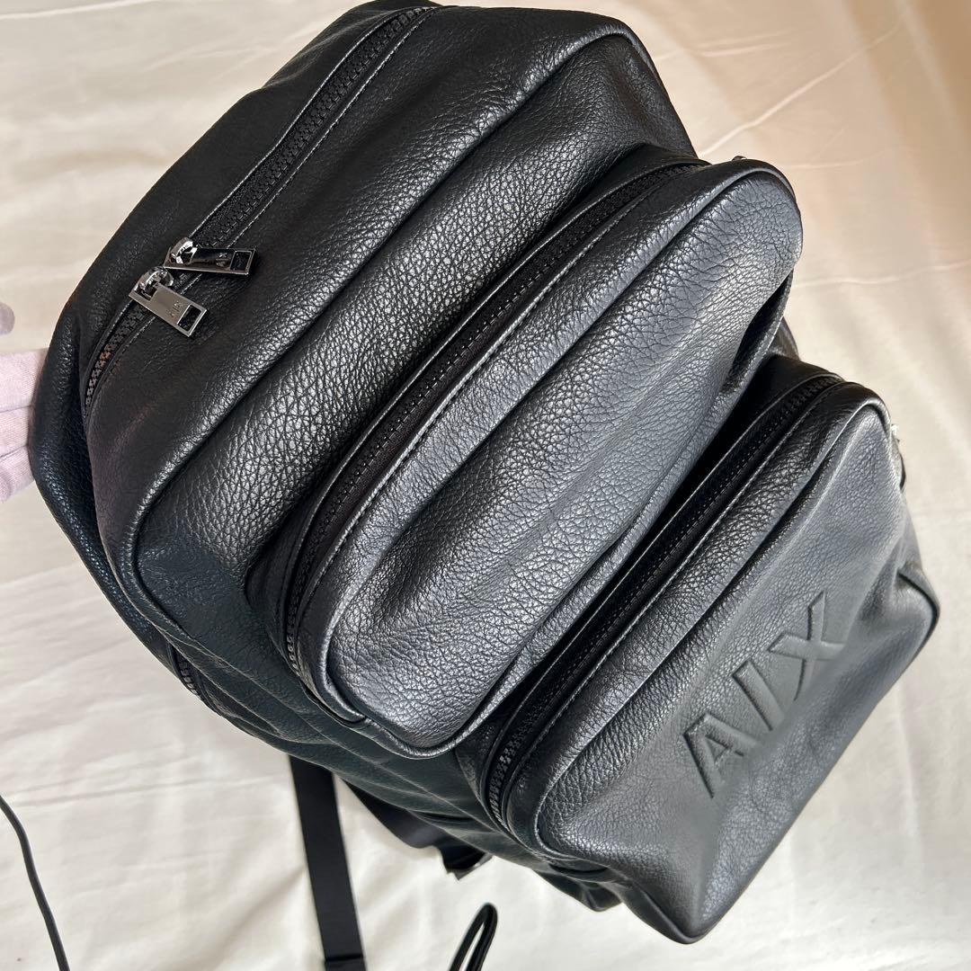 アルマーニ エクスチェンジ リュック 革製 黒