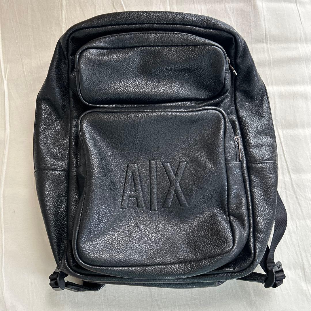 アルマーニ エクスチェンジ リュック 革製 黒