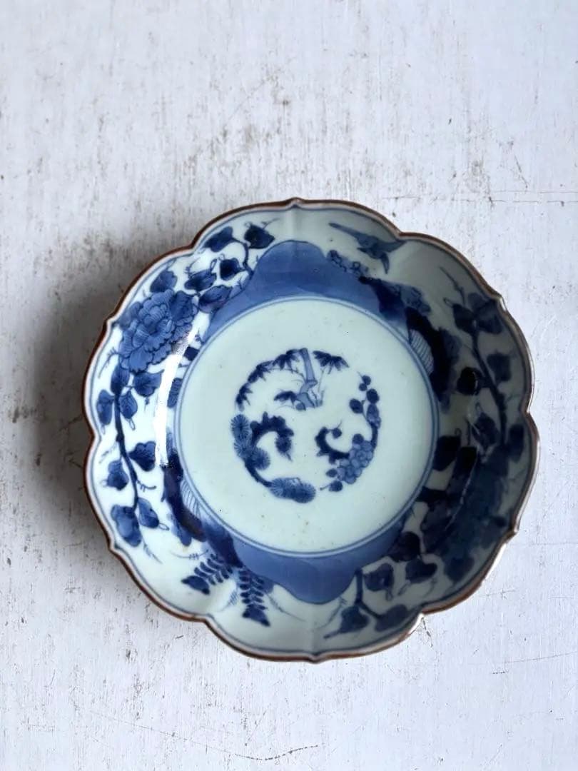 【なおなお様リクエスト】784 骨董 古伊万里 芙蓉手輪花なます皿 3枚おまとめ