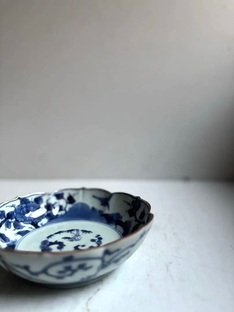 【なおなお様リクエスト】784 骨董 古伊万里 芙蓉手輪花なます皿 3枚おまとめ