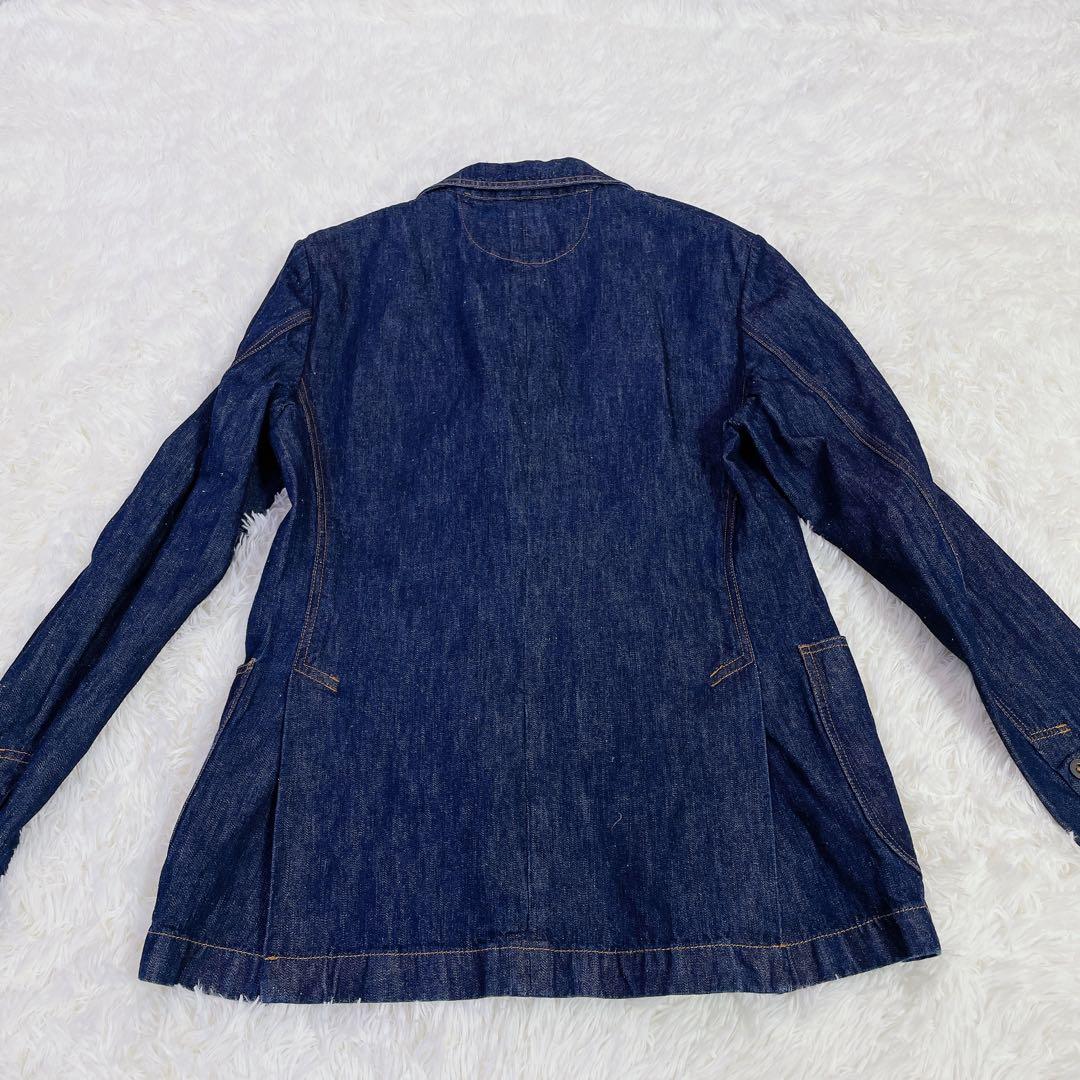 美品　ラルディーニ　ダブル仕立て　デニム生地テーラードジャケット　ブルー　48