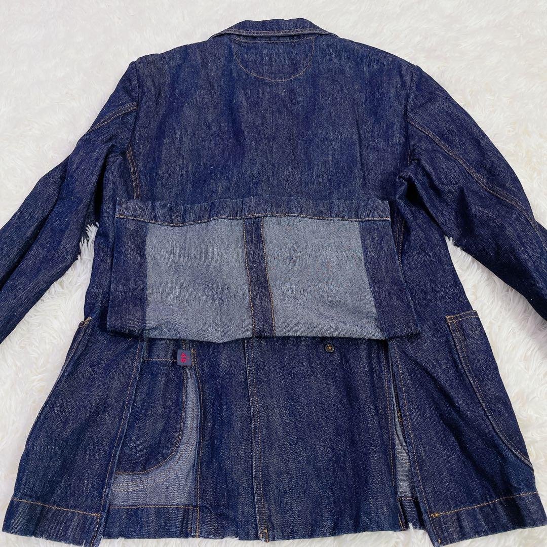 美品　ラルディーニ　ダブル仕立て　デニム生地テーラードジャケット　ブルー　48