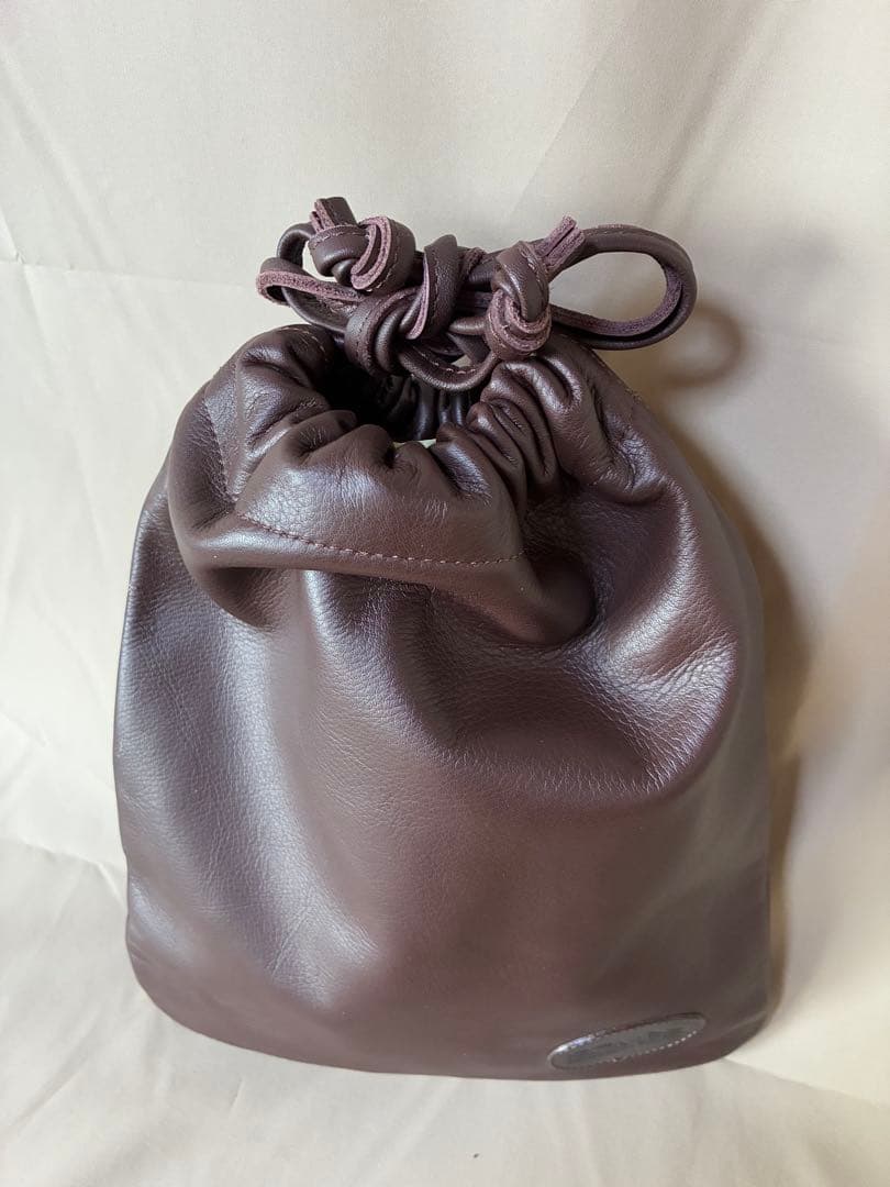 SOMES SADDOLE ブラウン レザー巾着バッグ