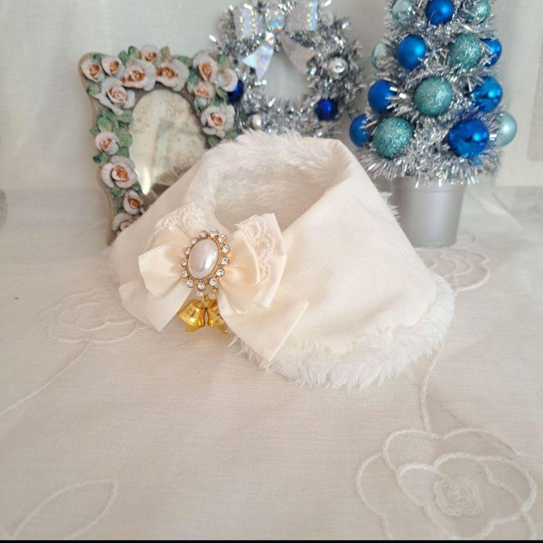 プッチ、幅広シュシュ、スノーフレーク(淡ブルー)わんちゃん猫ちゃん用