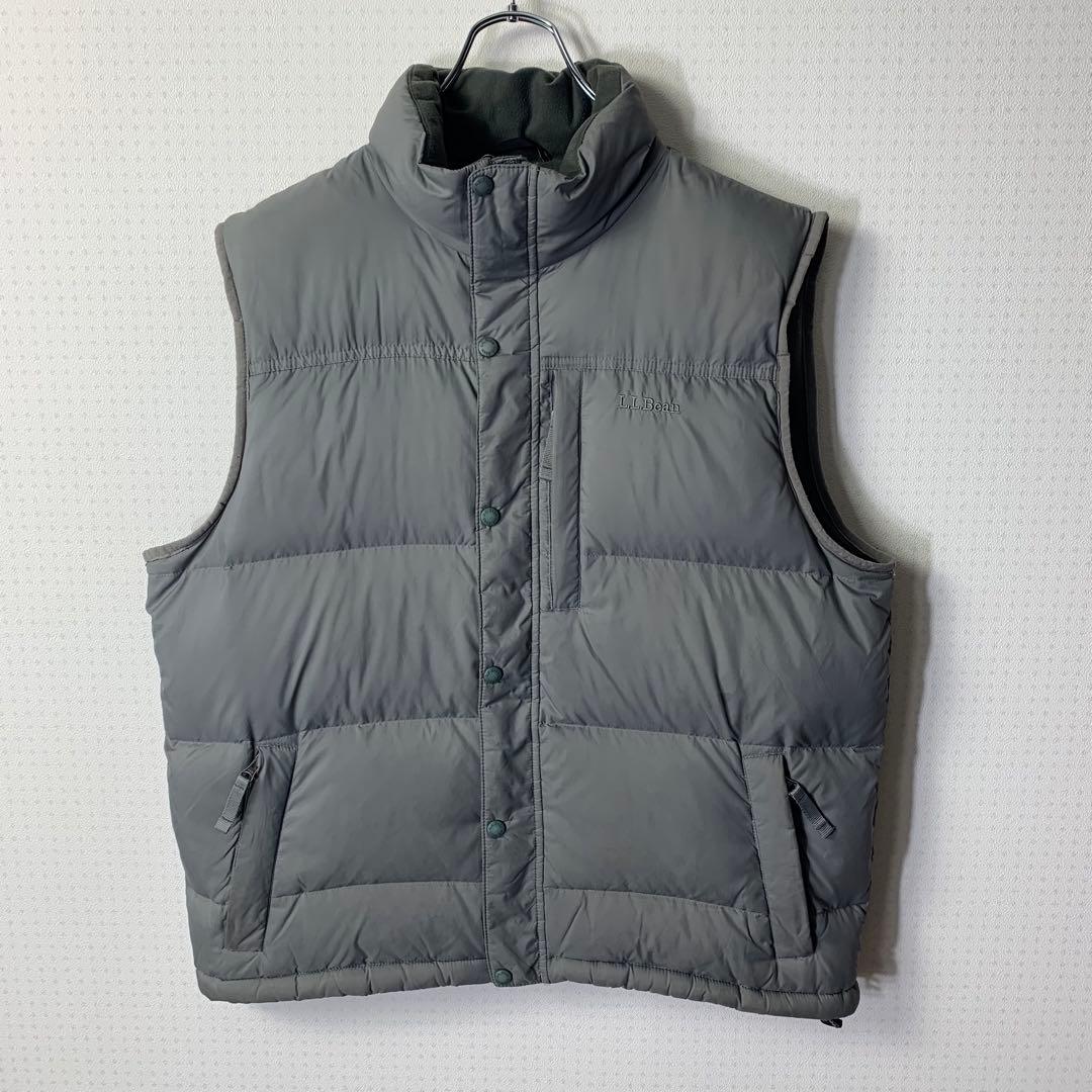 00s L.L.Bean ダウンベスト XL 刺繍 ドローコード リップストップ