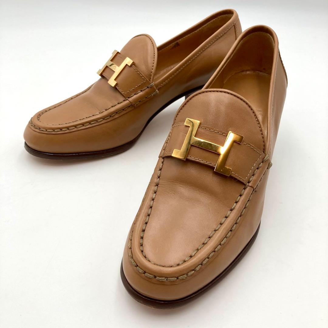 専用品✨ HERMES コンスタンス チャンキーヒールパンプス 革靴 36 茶色