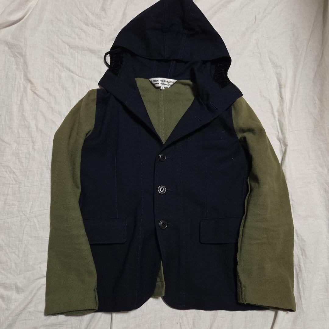 ​コムデギャルソン AD2010 フーデッドカバーオール 異素材 切替 ベロア