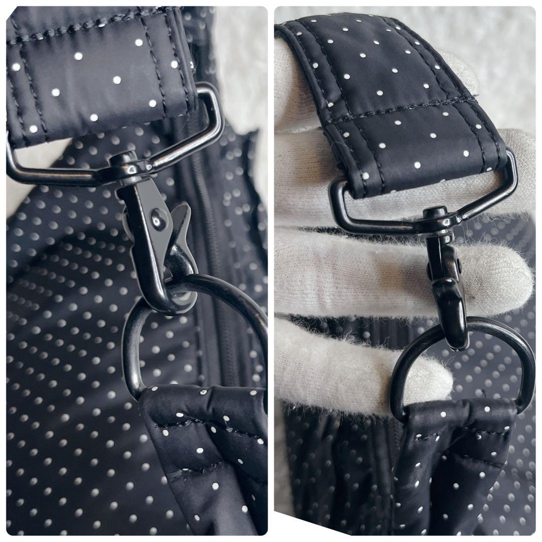 HEAD PORTER BLACK BEAUTY ドット ショルダーバッグ 黒