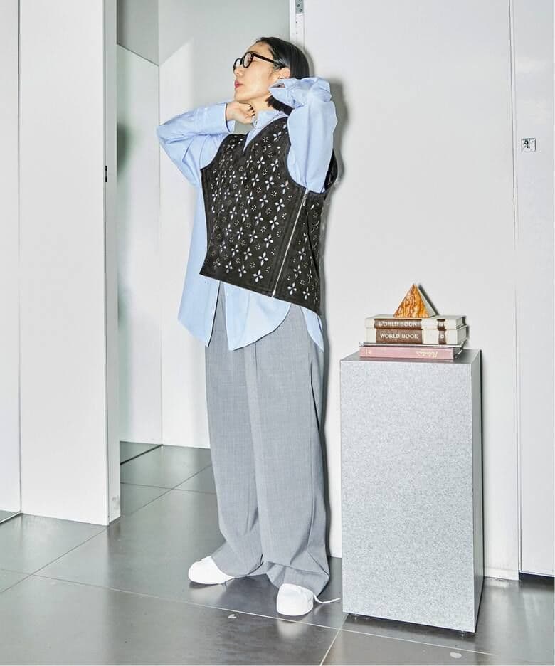 トップス DIAMOND CUT LEATHER VEST masu