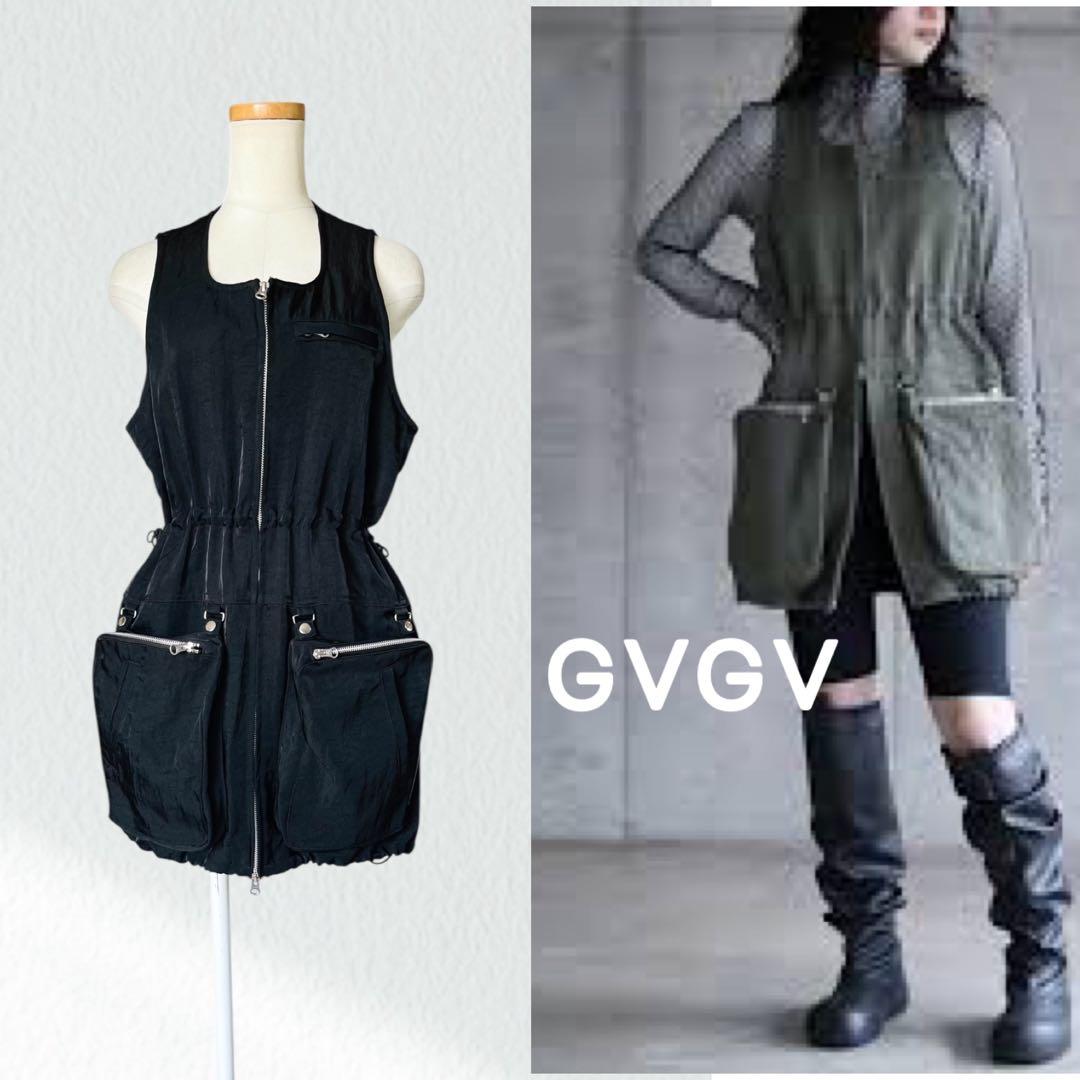 55000円 GVGV 黒 ジャンパースカート カーゴ ベスト ジャケット 36