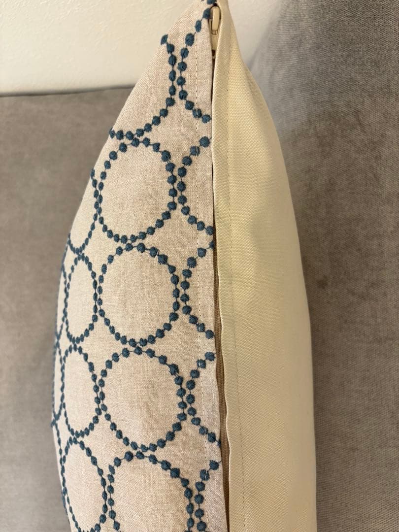 ミナペルホネン　ハンドメイドクッションカバー★タンバリン ベージュxブルーグレー