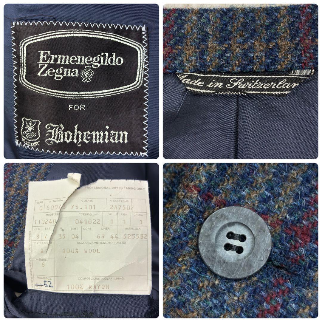 美品　エルメネジルドゼニア　ツイード　ウィンドウペンチェック　テーラード　2XL