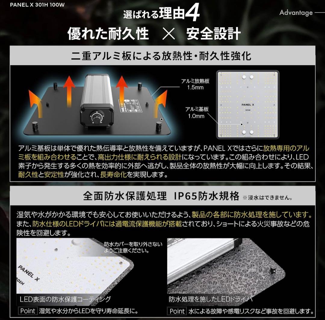 BRIM PANEL X 301H 2個 調光機能付き防水育成パネルライト